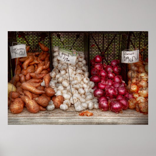 Poster Légume - Patates douces, Ail et Oignons (Devant)