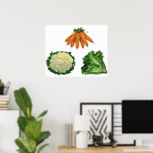 Poster Légumes anciens; carottes, chou-fleur, laitue (Bureau à domicile)