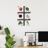 Poster Légumes et herbes Rustique Moderne Cuisine Mur Art (Bureau à domicile)