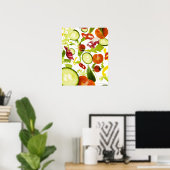 Poster Légumes frais de salade mélangée tomber à la camér (Bureau à domicile)