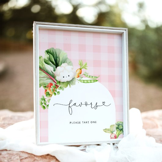 Poster Légumes locaux baby shower rose Faveurs