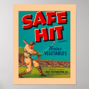 Poster Légumes Safe Hit Aliments Vintage Annonce