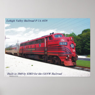 Poster Lehigh Valley Railroad F-7A #578 à Cape May N. J.