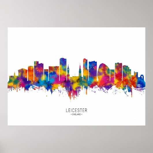 Poster Leicester England Skyline (Devant)