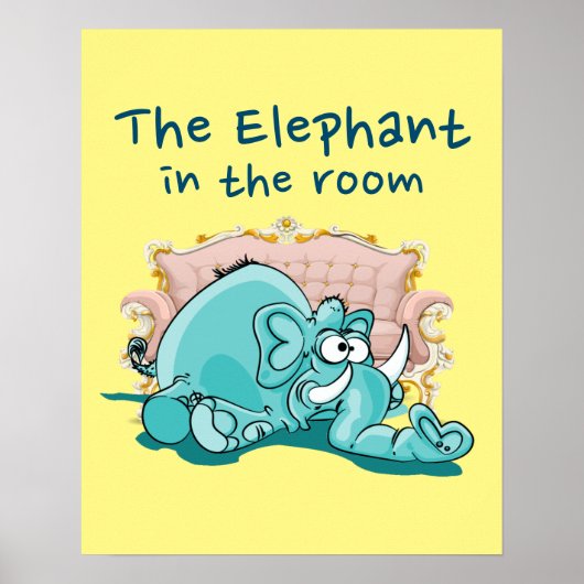 Poster L'Éléphant Dans Le Dessin De La Chambre (Devant)