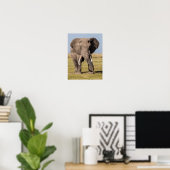 Poster L'éléphant dans une posture agressive (Bureau à domicile)