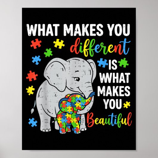 Poster L'éléphant de la sensibilisation à l'autisme Diffé (Devant)