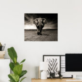 Poster L'éléphant en fuite (Bureau à domicile)