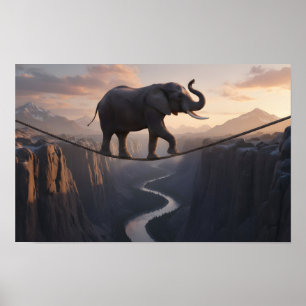 Poster L'éléphant marche sur l'art de la corde