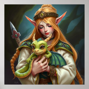 Poster L'elfe et le bébé dragon