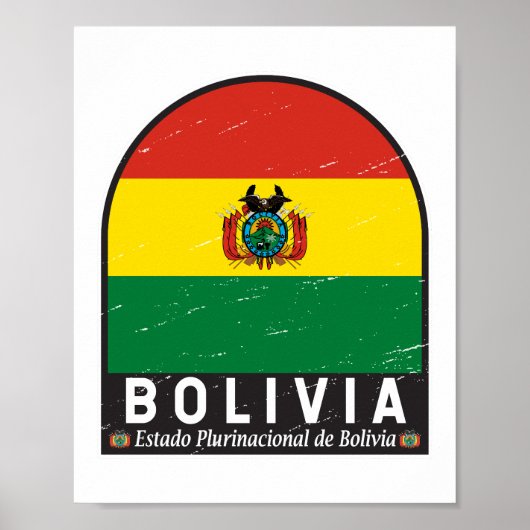 Poster L'emblème du drapeau bolivien est Vintage (Devant)