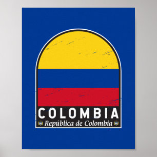 Poster L'emblème du drapeau colombien est Vintage