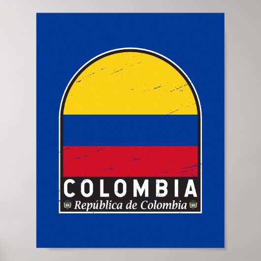 Poster L'emblème du drapeau colombien est Vintage (Devant)