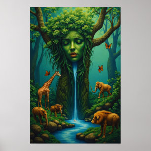 Poster L'embrace de Mère Nature - Imaginaire sauvage surr