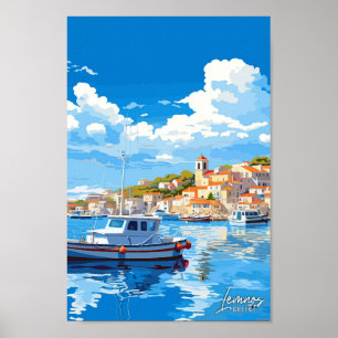 Poster Lemnos Grèce Art Illustration de voyage vintage
