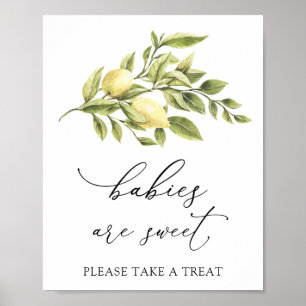 Poster Lemon and Greenery Babies are Sweet Treat Sign