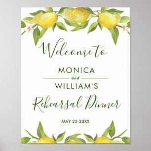 Poster Lemon Blossom Greenery  Rehearsal Dinner Sign