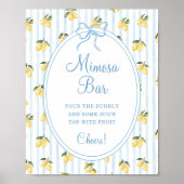 Poster Lemon Blue Bow Italian Mimosa Bar (Devant)