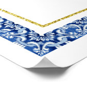 Poster Lemon Botanical Carrelage Bleu Mariage Shower de M (Coin)