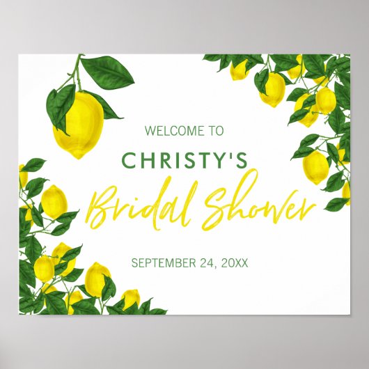 Poster Lemon Branches Bridal Shower Welcome (Devant)