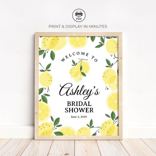 Poster Lemon Bridal Shower Welcome Sign