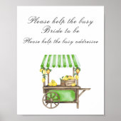 Poster Lemon Citrus bridal shower  - help the busy bride (Devant)