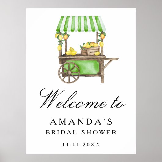 Poster Lemon Citrus - bridal shower welcome sign (Devant)