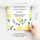 Poster Lemon Cocktail Bar Menu Bridal Shower Sign