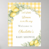 Poster Lemon gingham bow welcome Baby Shower (Devant)