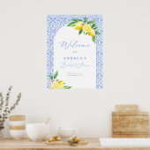 Poster Lemon Italian Blue Tile Positano Enterrement de Vi (Cuisine)