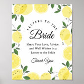 Poster Lemon "Letters to the Bride" Bridal Shower sign (Devant)
