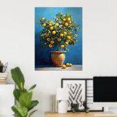 Poster Lemon Tree in Clay Pot with Blossoms (Bureau à domicile)