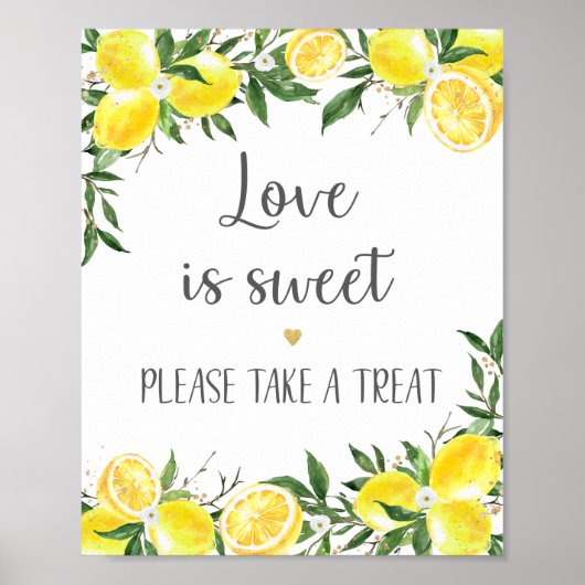 Poster Lemon Vert Feuillage Or L'Amour Est Doux Mariage (Devant)