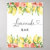 Poster Lemonade Bar Lemon Floral (Devant)