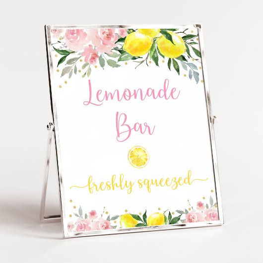 Poster Lemonade Bar Pink Gold Floral Anniversaire