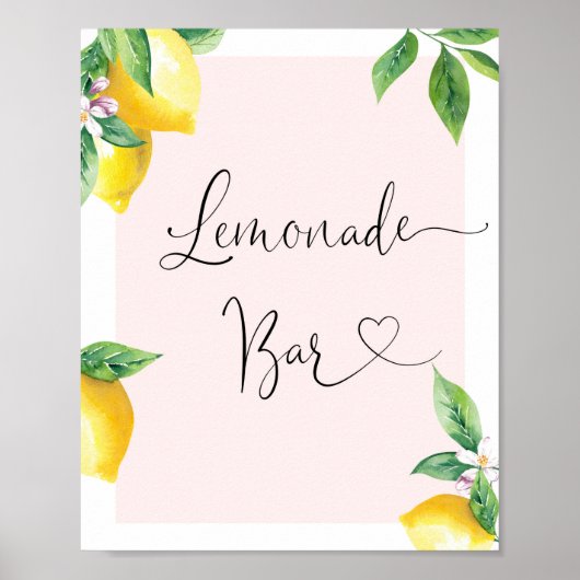 Poster Lemonade Bar rose (Devant)