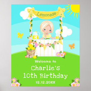 Poster Lemonade Blonde Coiffeuse Fille Anniversaire Bienv