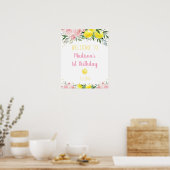 Poster Lemonade Pink Floral Birthday Welcome (Cuisine)