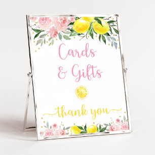 Poster Lemonade Pink Gold Floral Birthday Cards & Gifts