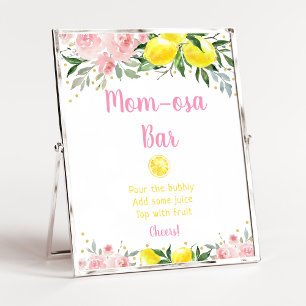 Poster Lemonade Pink Gold Floral Mimosa Bar Baby Shower