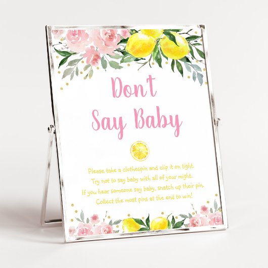 Poster Lemonade rose floral Ne pas dire jeu de bébé