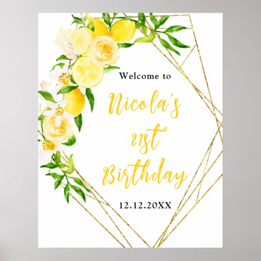 Poster Lemons and Foliage Birthday Welcome (Devant)