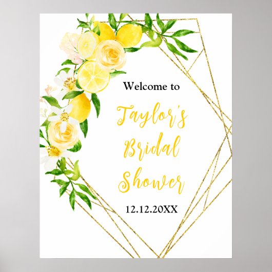 Poster Lemons and Foliage Bridal Shower Welcome Sign (Devant)