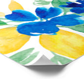 Poster Lémons bleu jaune citrons fleuri accueil nuptiale (Coin)