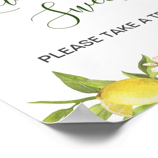 Poster Lemons Blossom Greenery Mariage Dessert Bar (Coin)