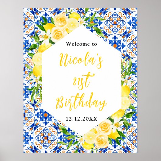 Poster Lemons Mediterranean Birthday Welcome (Devant)