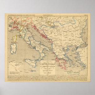 Poster L'Empire ottoman, la Grece et l'Italie