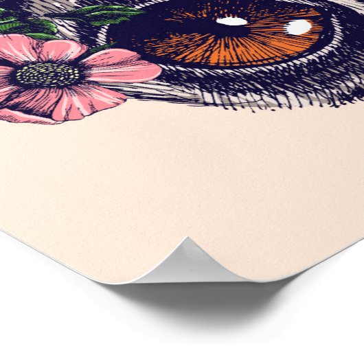 Poster Lémur de fleurs doux (Coin)