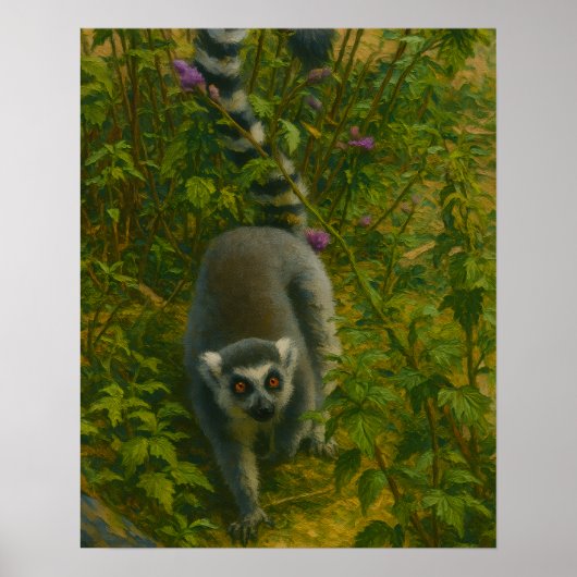 Poster Lémur en fleur - Explorateur à anneaux (Devant)