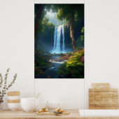 Poster L'enchantement d'une belle cascade forestière (Cuisine)